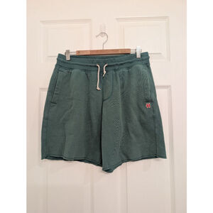 Men's Homage Green Flat Front Shorts M with Red Logo Sweat Shorts